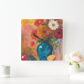 抽象芸術フローラ時計 スクエア壁時計 (ホーム)