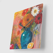 抽象芸術フローラ時計 スクエア壁時計 (傾斜)