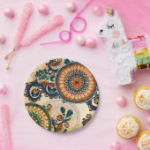 抽象芸術フローラ曼荼羅 ペーパープレート (パーティー)