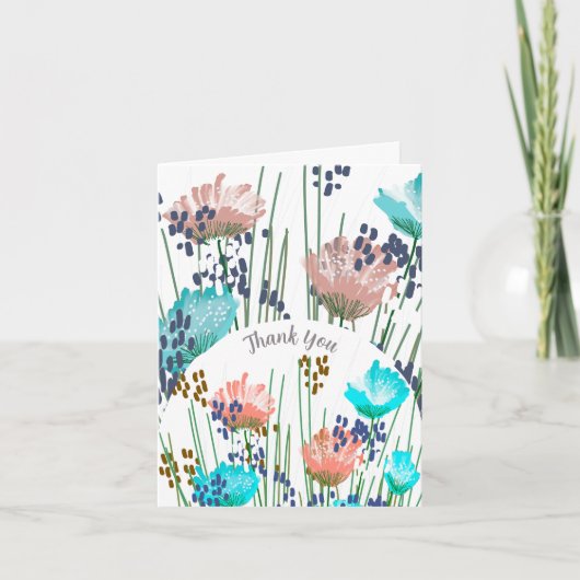 抽象芸術フローラ植物性サンキューカード サンキューカード (正面)