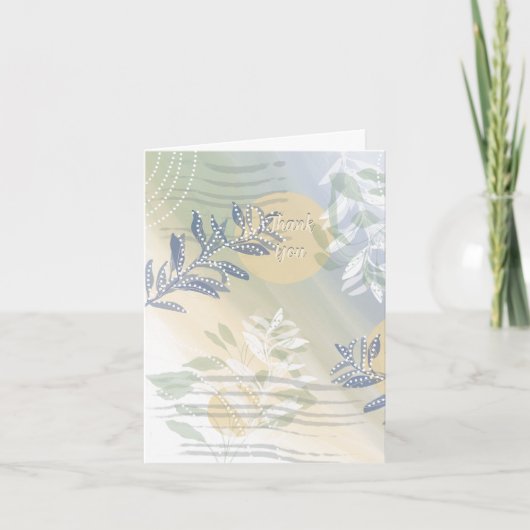 抽象芸術フローラ植物鳥サンキューカード サンキューカード (正面)