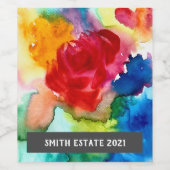 抽象芸術フローラ水彩アートワインラベル ワインラベル (シングルラベル)