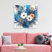抽象芸術フローラ水彩バースト キャンバスプリント (インサイチュ (リビング))