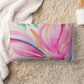 抽象芸術フローラ水彩ピンク ランバークッション (ブランケット)