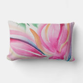 抽象芸術フローラ水彩ピンク ランバークッション (正面)