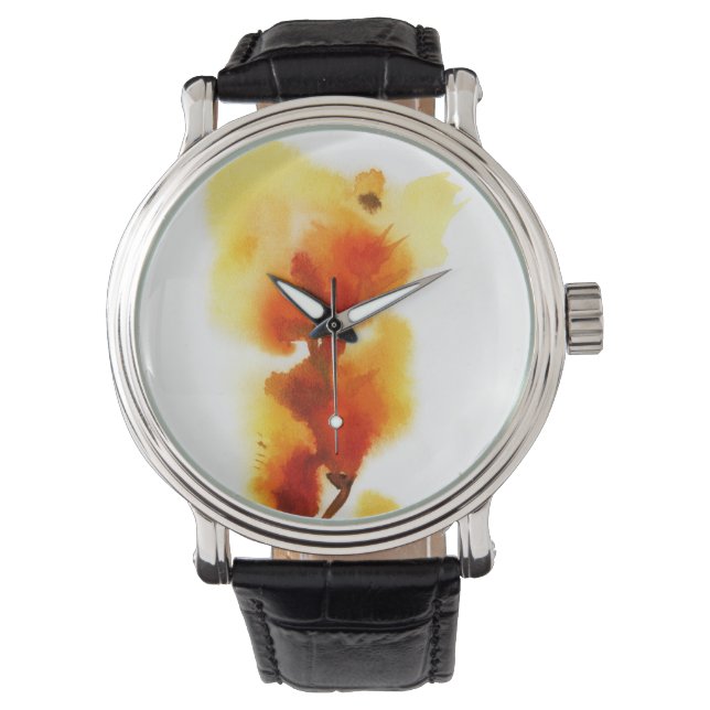 抽象芸術フローラ水彩画2 腕時計 (正面)
