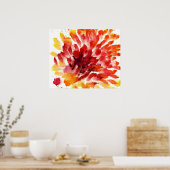 抽象芸術フローラ水彩画5 ポスター (キッチン)