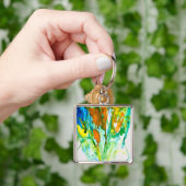 抽象芸術フローラ水彩画 キーホルダー (手)