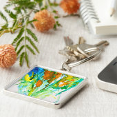 抽象芸術フローラ水彩画 キーホルダー (側面)