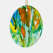 抽象芸術フローラ水彩画 セラミックオーナメント (右)