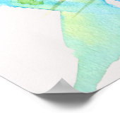 抽象芸術フローラ水彩画 ポスター (角)