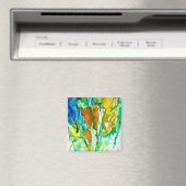 抽象芸術フローラ水彩画 マグネット (インサイチュ (食洗機))