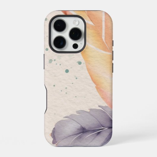抽象芸術フローラ水彩背景オン紙 iPhoneケース (裏面)