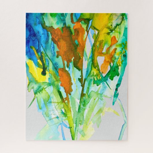 抽象芸術フローラ水彩花 ジグソーパズル (縦)