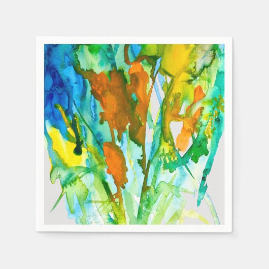 抽象芸術フローラ水彩花 スタンダードカクテルナプキン (正面)
