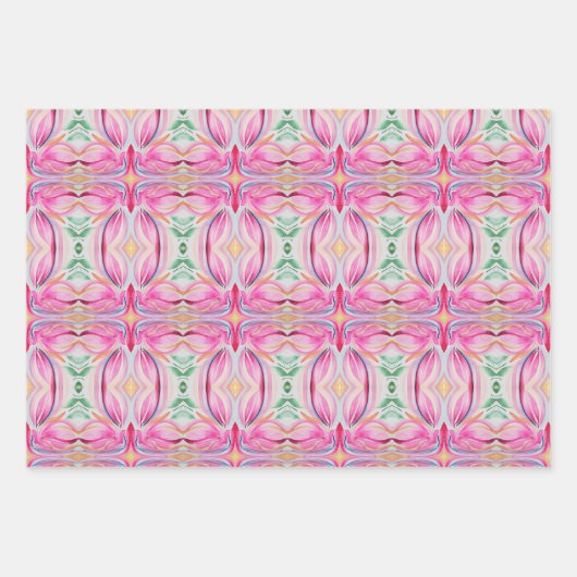 抽象芸術フローラ水絵画色 ラッピングペーパーシート (正面2)