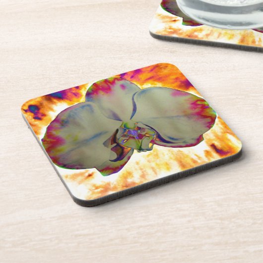 抽象芸術フローラ熱帯ラン絵を描キッド コースター (左側)