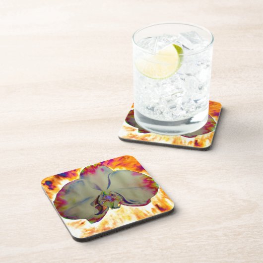 抽象芸術フローラ熱帯ラン絵を描キッド コースター (右側)