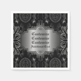 抽象芸術フローラ白黒 スタンダードカクテルナプキン