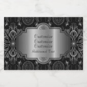 抽象芸術フローラ白黒 スパークリングワインラベル (シングルラベル)