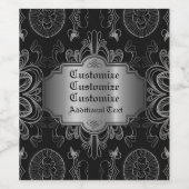 抽象芸術フローラ白黒 ワインラベル (シングルラベル)