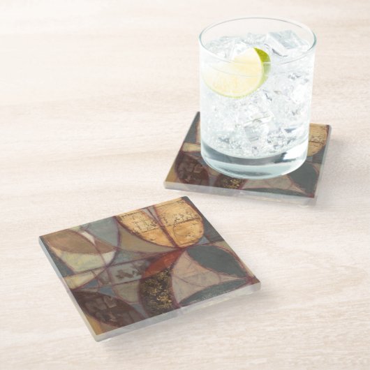 抽象芸術フローラ絵画リーフズバイノーマンワイアット ガラスコースター (アングル)