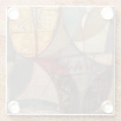 抽象芸術フローラ絵画リーフズバイノーマンワイアット ガラスコースター (裏面)