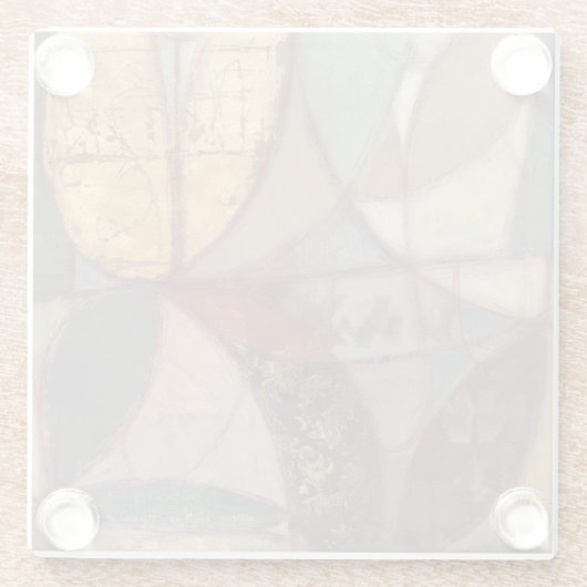 抽象芸術フローラ絵画リーフズバイノーマンワイアット ガラスコースター (裏面)