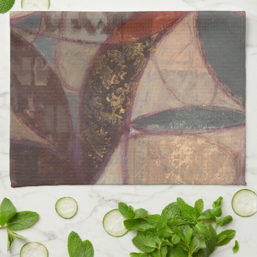 抽象芸術フローラ絵画リーフズバイノーマンワイアット キッチンタオル (折り畳み)