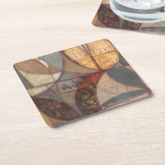 抽象芸術フローラ絵画リーフズバイノーマンワイアット スクエアペーパーコースター (アングル)