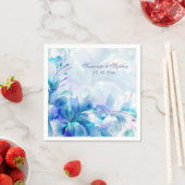 抽象芸術フローラ背景青白モノグラム スタンダードカクテルナプキン (インサイチュ)