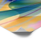 抽象芸術フローラ背景(青とベージュ) ポスター (角)