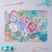 抽象芸術フローラ花束デカップアルコールインク 薄葉紙 (クラフト)