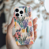 抽象芸術フローラ花瓶アートデザインインウォームパステル iPhoneケース