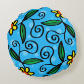 抽象芸術フローラ装飾用クッション ラウンドクッション (裏面)