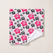 抽象芸術フローラ赤白黒 バスタオルセット (ウォッシュタオル)