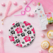 抽象芸術フローラ赤白黒 ペーパープレート (パーティー)