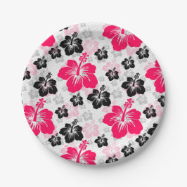 抽象芸術フローラ赤白黒 ペーパープレート