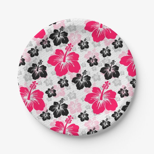 抽象芸術フローラ赤白黒 ペーパープレート (正面)