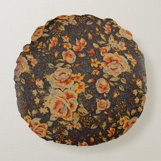 抽象芸術フローラ鉛筆の線のテクスチャ ラウンドクッション (正面)