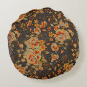 抽象芸術フローラ鉛筆の線のテクスチャ ラウンドクッション (裏面)