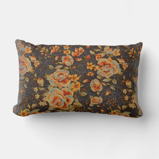 抽象芸術フローラ鉛筆の線のテクスチャ ランバークッション (正面)