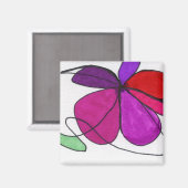 抽象芸術フローラ開花(赤スミレ緑) マグネット (正面/裏面)