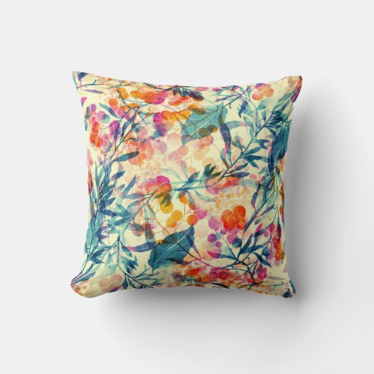 抽象芸術フローラ：ハーブ、花のパターン。 クッション (正面)