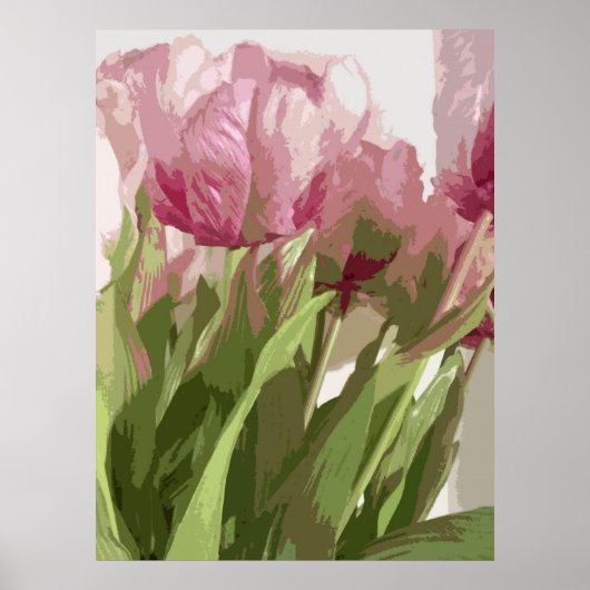 抽象芸術フローラ – ピンクチューリップ4 ポスター (正面)