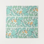 抽象芸術フローラ:ヴィンテージのシームレスなパターン タペストリー (正面(横))