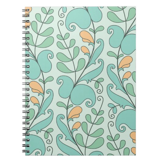 抽象芸術フローラ:ヴィンテージのシームレスなパターン ノートブック (正面)
