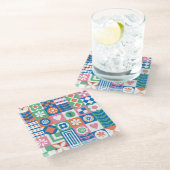 抽象芸術フローラ：北欧フォークデザイン。 ガラスコースター (アングル)