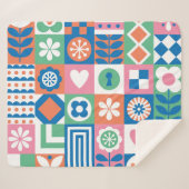 抽象芸術フローラ：北欧フォークデザイン。 シェルパブランケット (正面(横))