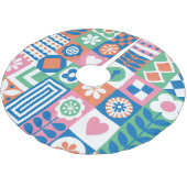 抽象芸術フローラ:北欧フォークデザイン。 ブラッシュドポリエステルツリースカート (アングル)